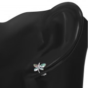 Butterfly Stud Abalone Shell Sterling Silver Earrings - e349